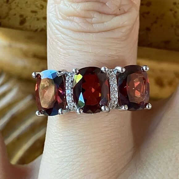 Red Labradorite Sterling Silver Ring Size 6 - Picture 1 of 9